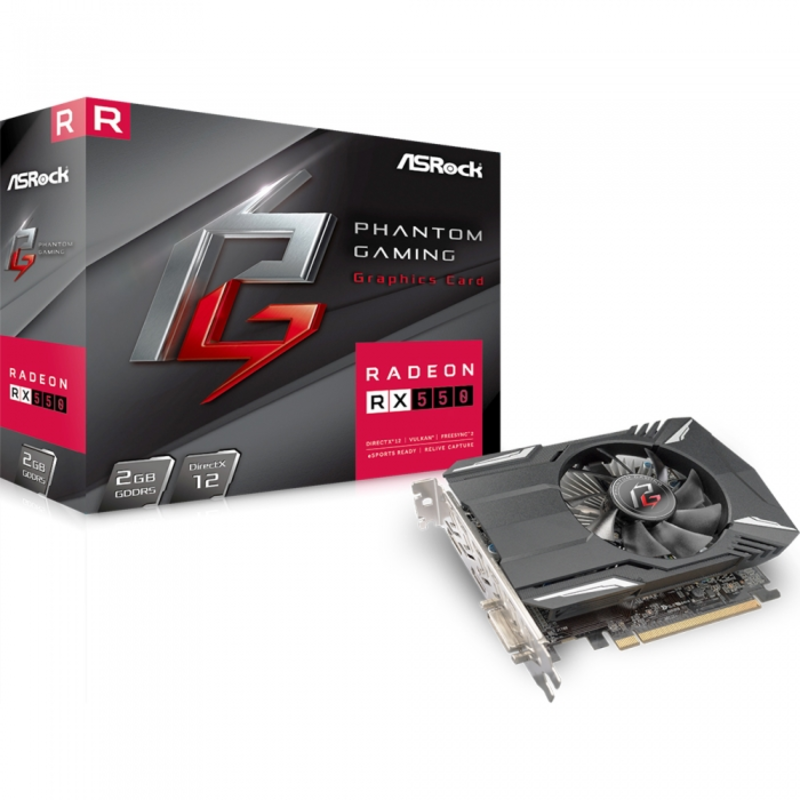 Видеокарта 2Gb PCI-E ASRock Phantom Gaming Radeon RX550 2G RX550, GDDR5, 128 bit, DVI, HDMI, DP,