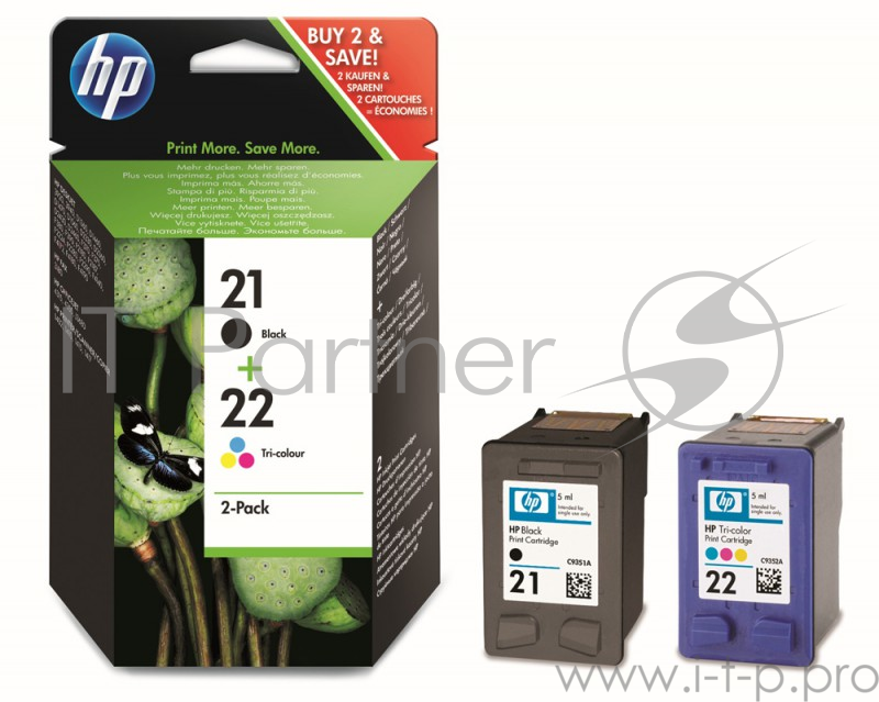 Картридж струйный HP 21+22 SD367AE многоцветный/черный x2уп. для HP DJ 3900/D1400/D1500