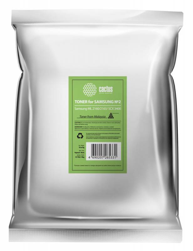Тонер Cactus CS-TSG2-10kg черный пакет 10000гр. для принтера Samsung ML 2160/2165/ SCX 3400