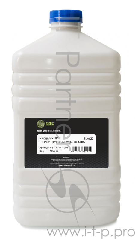 Тонер Cactus CS-THP9-1000 черный пакет 1000гр. для принтера HP LJ P4015/P3015/M525/M601/M604/M40