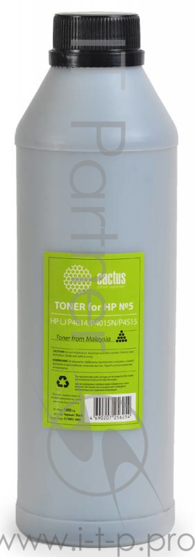 Тонер Cactus CS-THP5-1000 черный флакон 1000гр. для принтера HP LJ P4014/P4015N/P4515