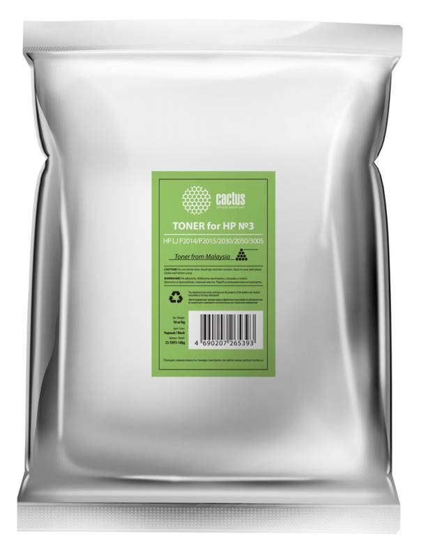 Тонер Cactus CS-THP3-10kg черный пакет 10000гр. для принтера HP LJ P2014/P2015/2030/2050/3005
