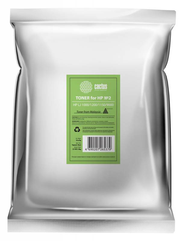 Тонер Cactus CS-THP2-10kg черный пакет 10000гр. для принтера HP LJ 1000/1200/1150/9000
