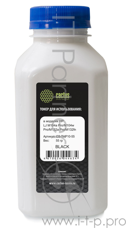 Тонер Cactus CS-THP10-55 черный пакет 55гр. для принтера HP LJ M104a Pro/M104w Pro/M132a Pro/M132fn