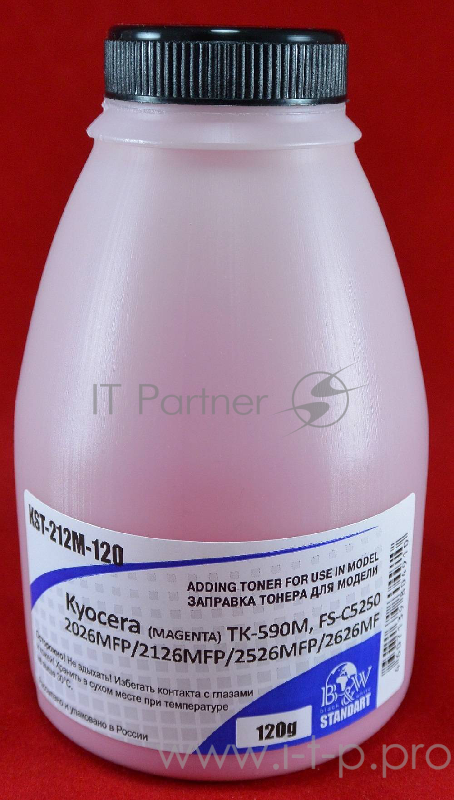 Тонер Kyocera TK-590M, FS-C5250/2026MFP/2126MFP/2526M Magenta (фл. 120г) 5K B&W Standart (Tomoegawa) фас России