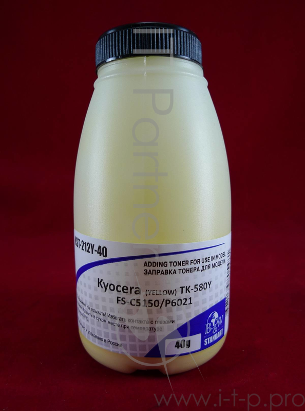 Тонер для Kyocera TK-580Y, FS-C5150/P6021 Yellow (фл. 40г) 2,8K B&W Standart (Tomoegawa) фас. Россия