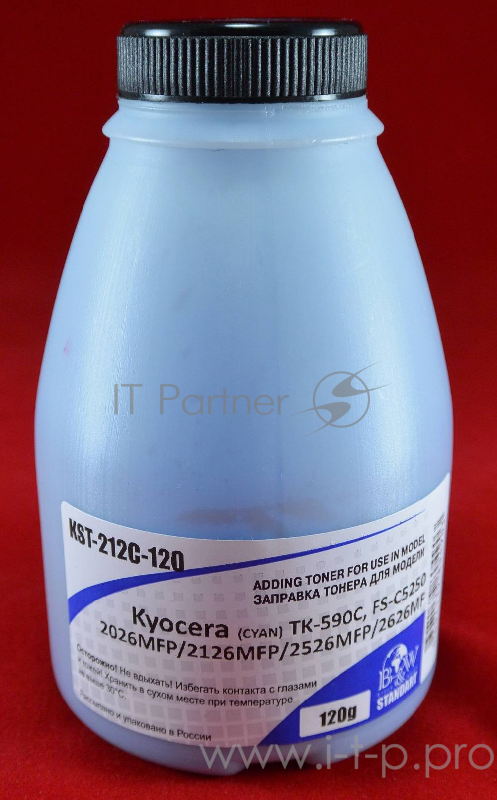 Тонер Kyocera TK-590C, FS-C5250/2026MFP/2126MFP/2526M Cyan (фл. 120г) 5K B&W Standart (Tomoegawa) фас России