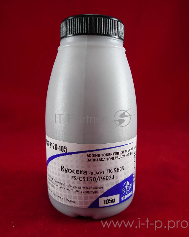 Тонер для Kyocera TK-580K, FS-C5150/P6021 Black (фл. 105г) 3,5K B&W Standart (Tomoegawa) фас. Россия