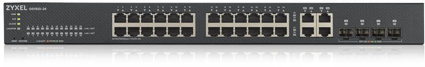 Сетевое оборудование ZYXEL GS1920-24V2-EU0101F Гибридный Smart коммутатор Zyxel Nebula Flex GS1920-24v2, 24xGE, 4xCombo (SFP/RJ-45), бесшумный (без вентилятора), автономное/облачное управл.