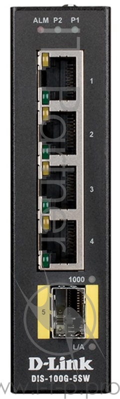 Коммутатор D-Link DIS-100G-5SW/A1A Промышленный неуправляемый коммутатор с 4 портами 10/100/1000Base