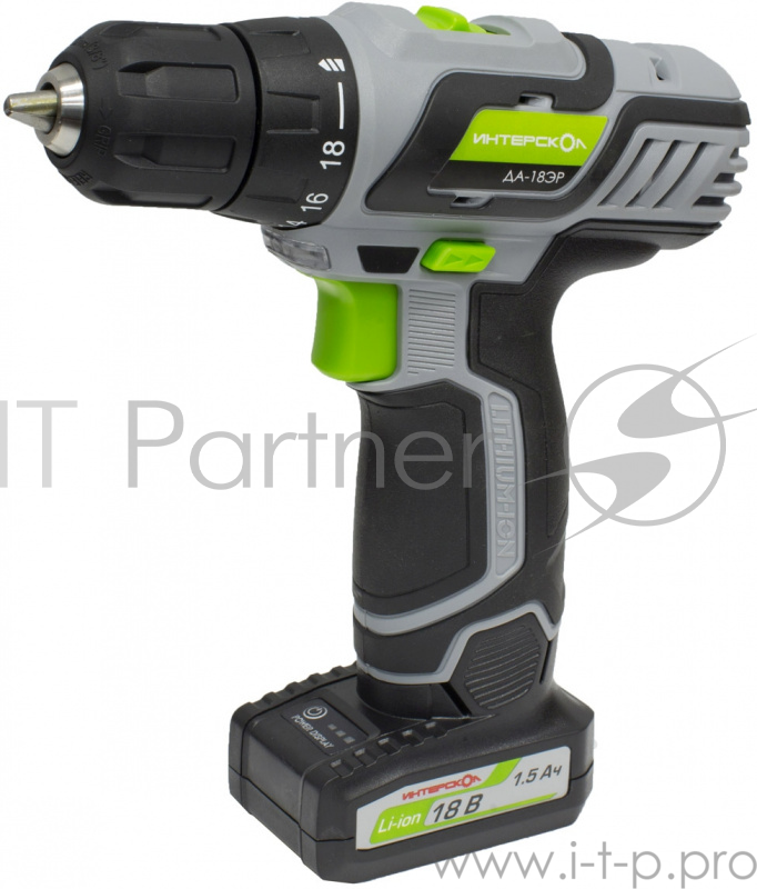 Дрель, Шуруповерт ИНТЕРСКОЛ ДА-18ЭР акк. дрель-шуруп 536.0.2.01 {Li-ion, 2 аккум., 1,5Ач}