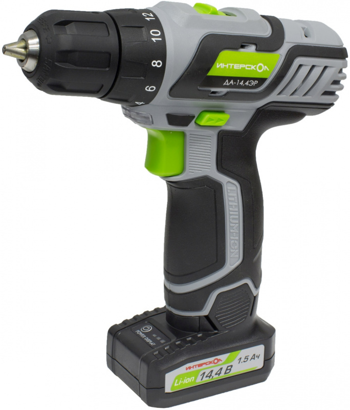 Дрель, Шуруповерт ИНТЕРСКОЛ ДА-14,4ЭР акк. дрель-шуруп Li-ion 535.0.2.02 {2 аккум., 2Ач}