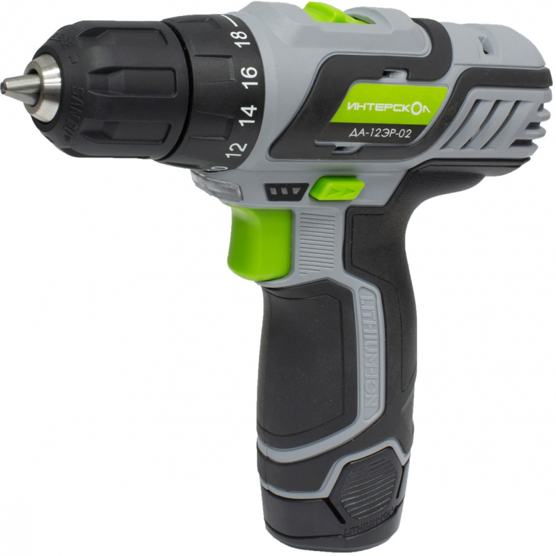 Дрель, Шуруповерт ИНТЕРСКОЛ ДА-12ЭР-02 акк. дрель-шуруп комби. Li-ion (2 аккум., 1,5Ач) ДМ 534.3.2.10