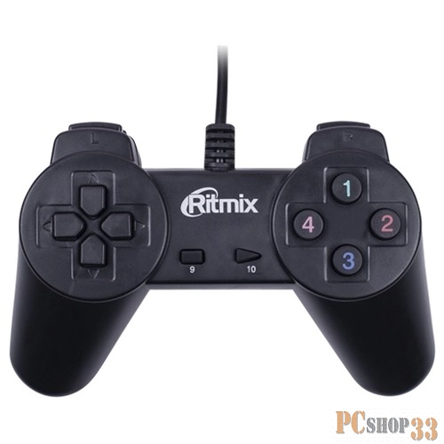Геймпад RITMIX GP-001 Black {USB, Общее количество кнопок: 14 шт., Длина кабеля: 150 +- 5 см}
