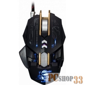 Мыши RITMIX ROM-380SC Black {игровая, проводная, 1200/1600/2400/3200 DPI, 7 кнопок}