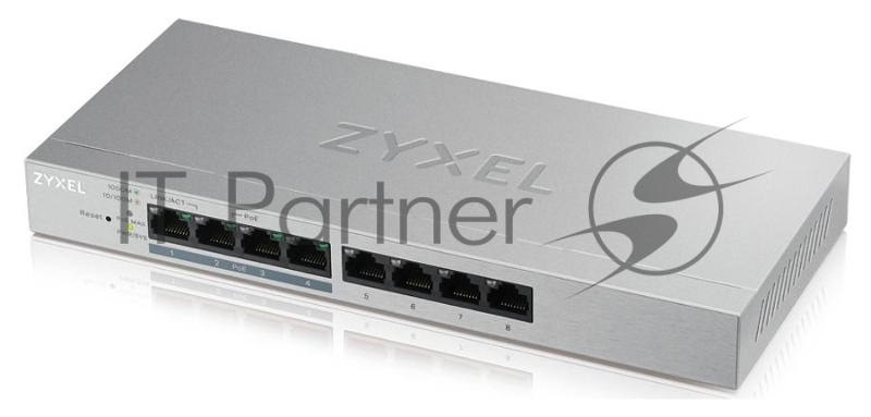 Сетевое оборудование ZYXEL GS1200-8HPV2-EU0101F Коммутатор 8xGE (4xPoE+), настольный, бесшумный (без вентилятора), с поддержкой VLAN, IGMP, QoS и Link Aggregation, бюджет PoE 60 Вт