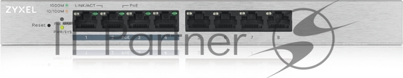 Сетевое оборудование ZYXEL GS1200-8HPV2-EU0101F Коммутатор 8xGE (4xPoE+), настольный, бесшумный (без вентилятора), с поддержкой VLAN, IGMP, QoS и Link Aggregation, бюджет PoE 60 Вт