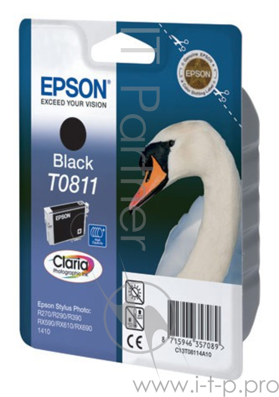 Картридж струйный Epson C13T11114A10/C13T0811 черный для Epson R270/290/RX590