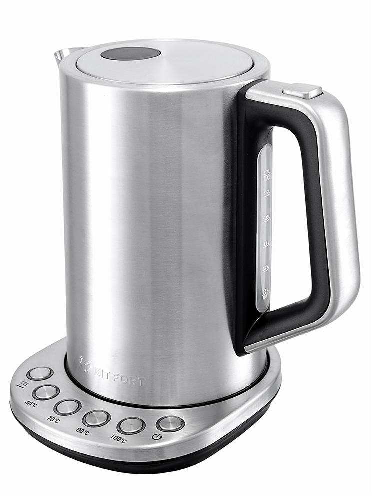 Чайник 621-КТ Чайник Kitfort Режимы нагрева:40, 70, 90, 100 °С Ёмкость:1,7 л Мощность: max 2200 Вт