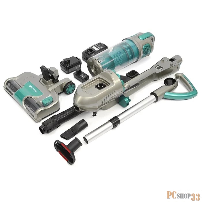 Пылесос 521-3-КТ Вертикальный пылесос Kitfort Мощность: 170 Вт.Ёмкость пылесборника: 2,0 л.серо-зеленый