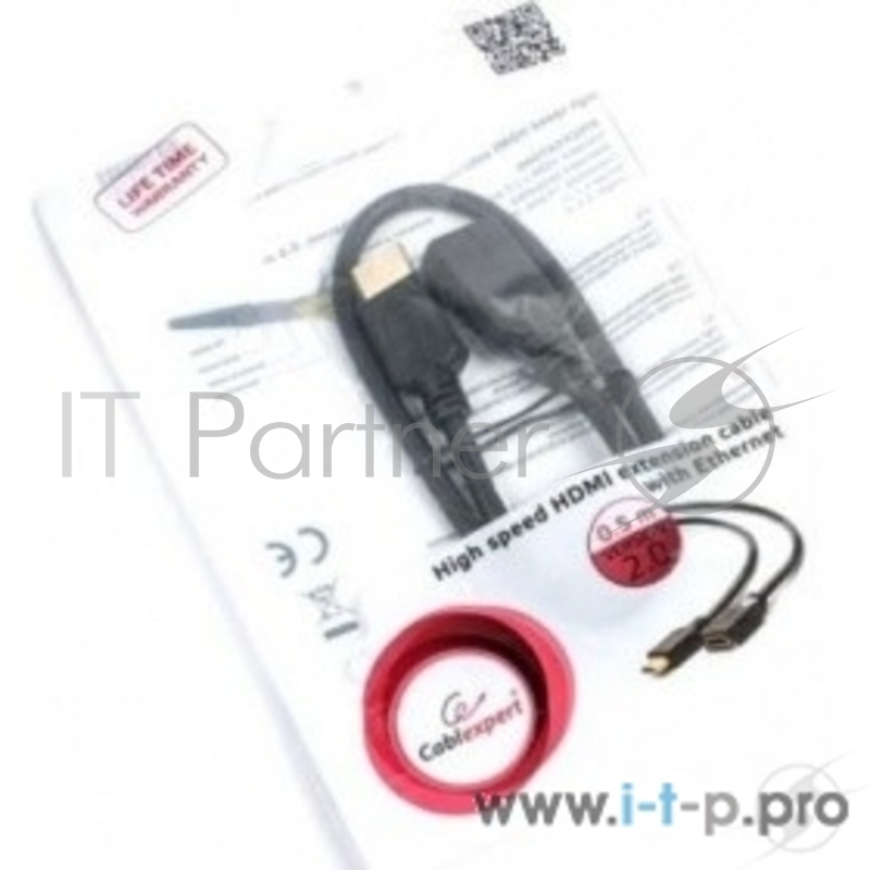 Кабель Удлинитель кабеля HDMI Cablexpert CC-HDMI4X-0.5M, 0.5 м, v2.0, 19M/19F, черный, экран
