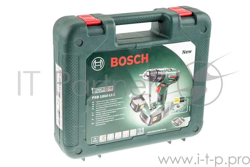 Дрель-шуруповерт ударная Bosch PSB 1800 LI-2 аккум. патрон:быстрозажимной (кейс в комплекте)