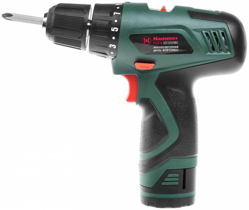 Дрель-шуруповерт Hammer Flex ACD120GLi аккум. патрон:быстрозажимной