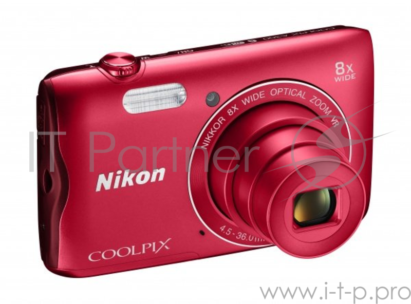 Фотоаппарат Nikon Coolpix A300 Red 20.1Mp, 8x zoom, SD, Wi-Fi, BT, USB, 2.7