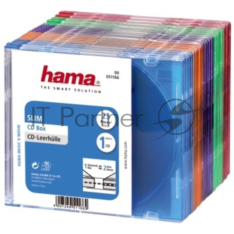 Коробка Hama на 1CD/DVD H-51166 Slim Box разноцветный (упак.:25шт)
