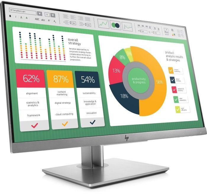 LCD HP 21.5 E223 черный {IPS 1920x1080 ,250 cd/m2, 1000:1, 5ms, 178°/178°,VGA,DisplayPort,HDMI} [1F