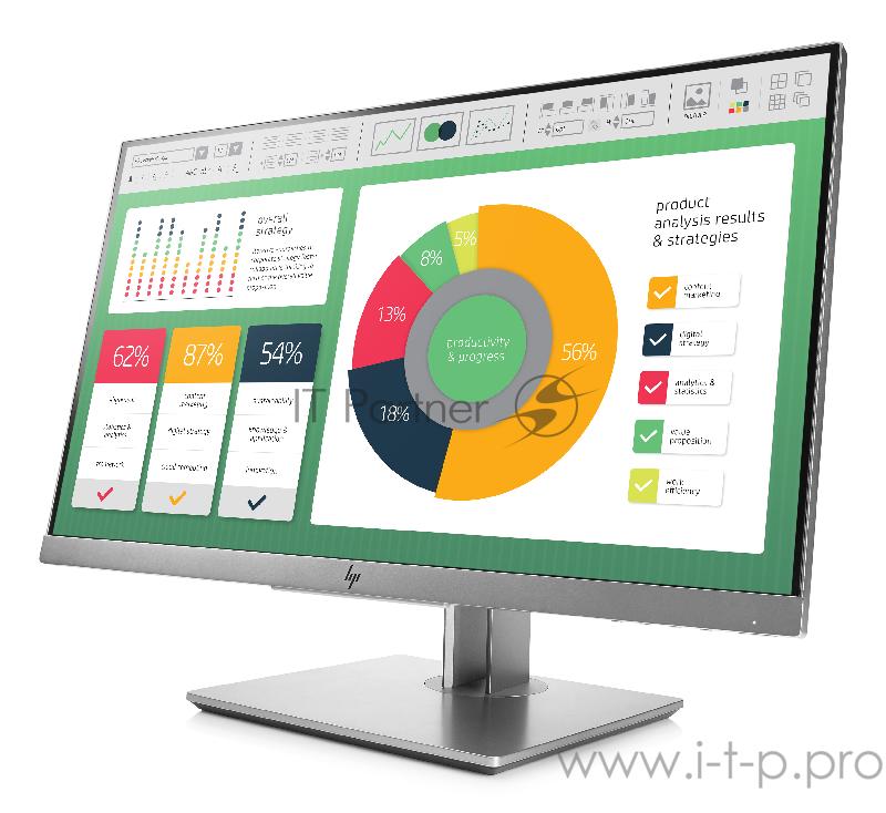 LCD HP 21.5 E223 черный {IPS 1920x1080 ,250 cd/m2, 1000:1, 5ms, 178°/178°,VGA,DisplayPort,HDMI} [1F