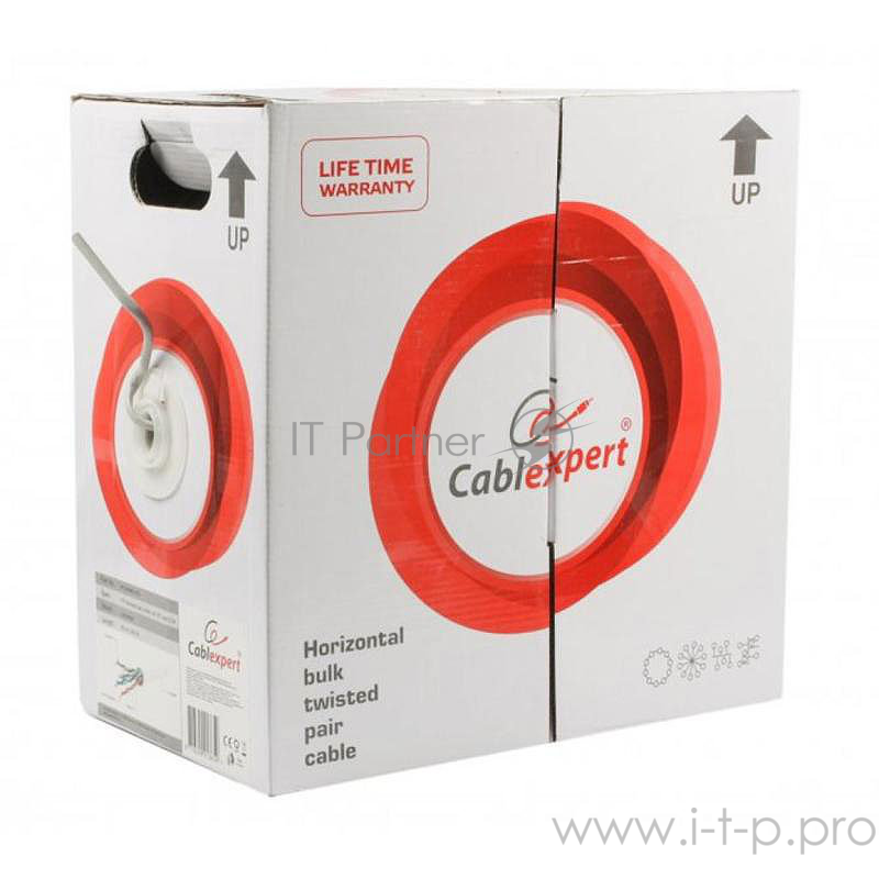 Кабель UTP Cablexpert UPC-5004E-SO кат.5e Fluke МЕДЬ однож. 4х2х0.48 мм, 305 м pullbox, серый FLUKE