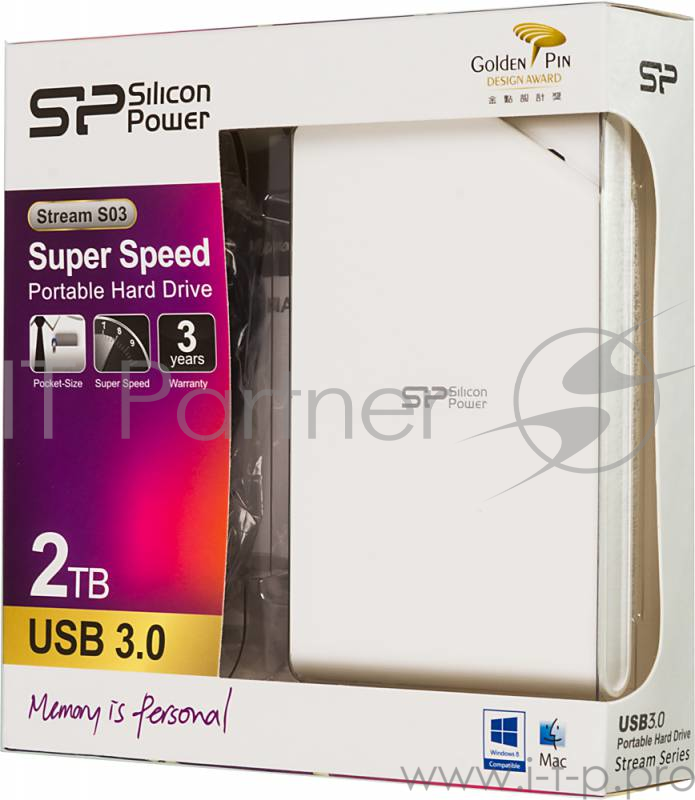 Жесткий диск Silicon Power USB 3.0 2Tb S03 SP020TBPHDS03S3W Stream 2.5 белый