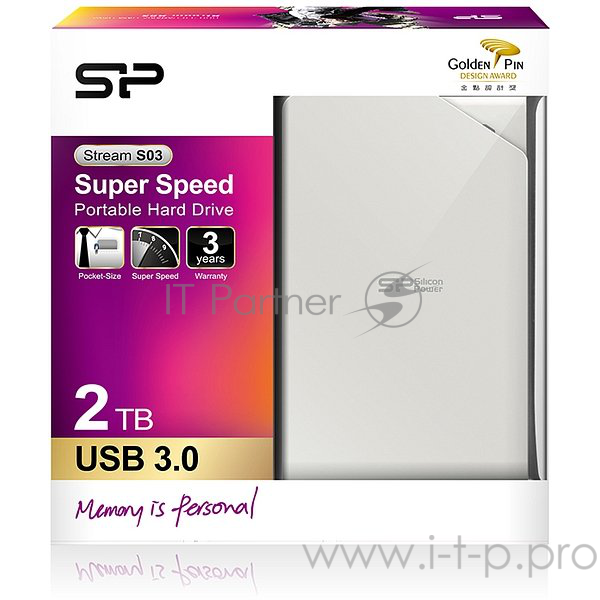Жесткий диск Silicon Power USB 3.0 2Tb S03 SP020TBPHDS03S3W Stream 2.5 белый