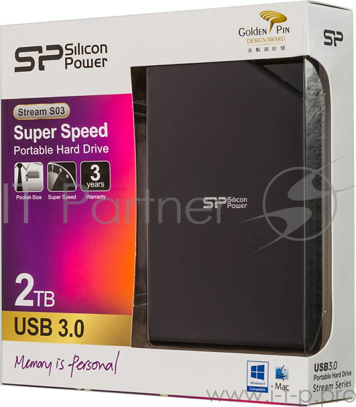 Жесткий диск Silicon Power USB 3.0 2Tb S03 Stream 2.5 черный