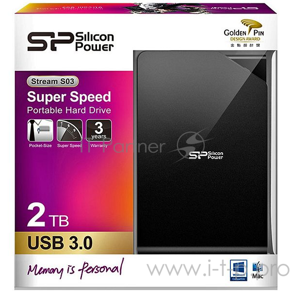 Жесткий диск Silicon Power USB 3.0 2Tb S03 Stream 2.5 черный