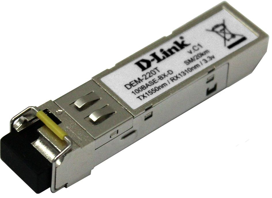 D-Link DEM-220T, 100Base-BX-D Single-Mode 20KM SFP Transceiver (TX-1550/RX-1310 nm)