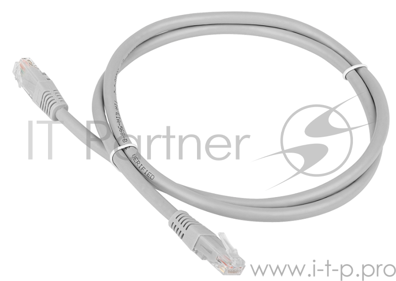 Патч-корд TWT UTP кат.6, с заливными колпачками, 5.0 м, серый