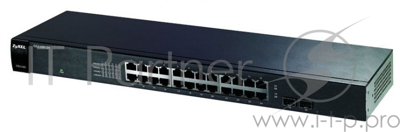 Коммутатор Zyxel GS1100-24 неуправляемый 19U 24x10/100/1000BASE-T 2x10/100/1000BASE-T/Mini GBIC (SFP