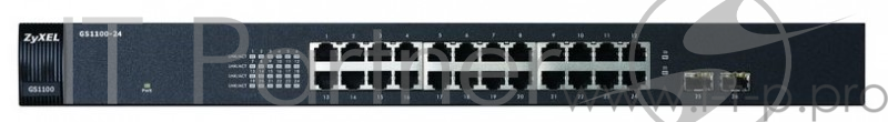Коммутатор Zyxel GS1100-24 неуправляемый 19U 24x10/100/1000BASE-T 2x10/100/1000BASE-T/Mini GBIC (SFP