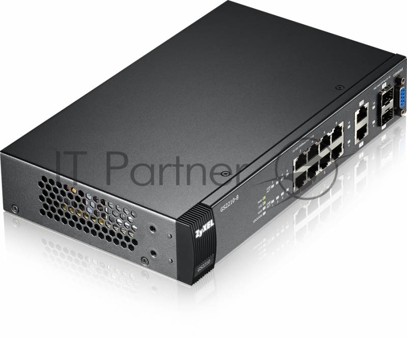 Коммутатор Zyxel GS2210-8 управляемый настольный/19U 8x10/100/1000BASE-T 2x10/100/1000BASE-T/Mini GB