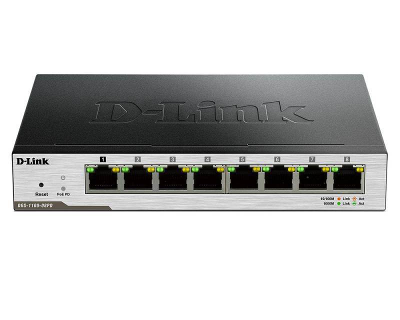 Коммутатор D-Link DGS-1100-08PD настраиваемый настольный 8x10/100/1000BASE-T