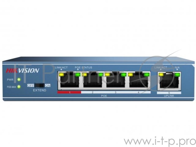Коммутатор Hikvision DS-3E0105P-E 5xRJ45 4xPOE