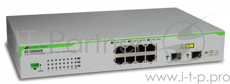 Коммутатор Allied Telesis AT-GS950/8-50 управляемый настольный 8x10/100/1000BASE-T 2x10/100/1000BASE