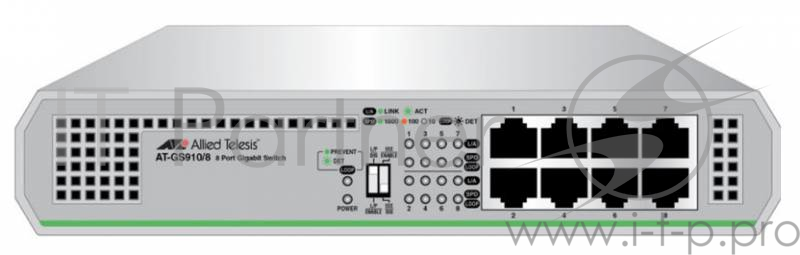 Коммутатор Allied Telesis AT-GS910/8-50 неуправляемый настольный 8x10/100/1000BASE-T