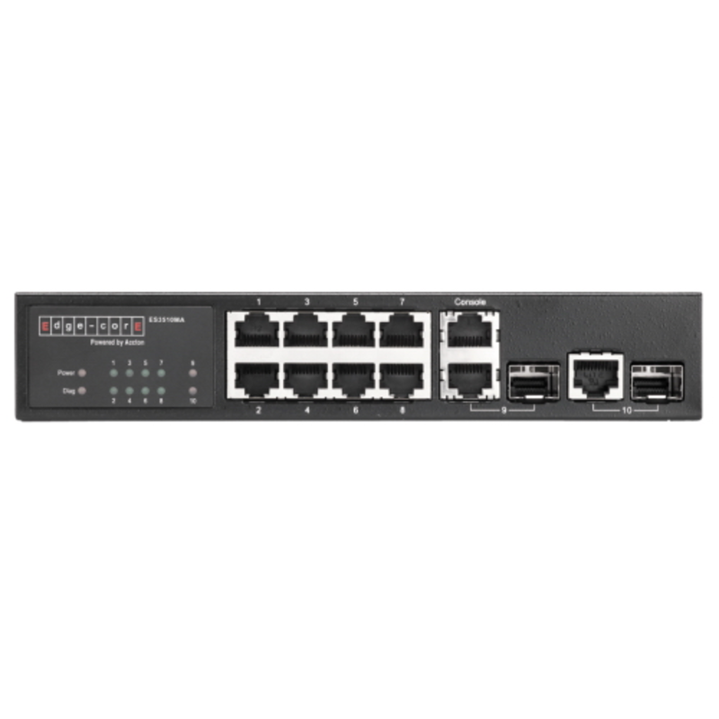 Коммутатор 8-Port 10/100BASE-TX + 2 Combo G (RJ-45/SFP), SFP dual speed 100BASE-X/1000BASE-X, Fanles
