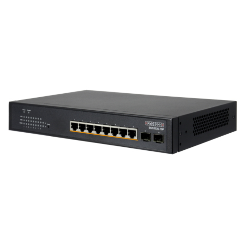 Коммутатор 8 ports 10/100/1000Base-T + 2G SFP uplink ports with 8 port PoE (70W) L2 Gigabit Ethernet