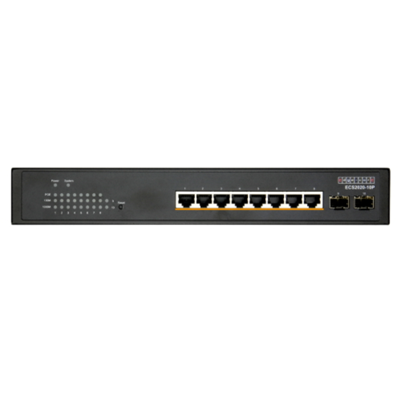 Коммутатор 8 ports 10/100/1000Base-T + 2G SFP uplink ports with 8 port PoE (70W) L2 Gigabit Ethernet