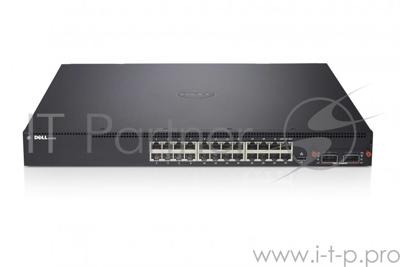 DELL Networking N4032, 24x10GbE BASE-T Fixed Ports, 1xHot Swap Modular Bay, 2xPower Supplies, 3YPSNB