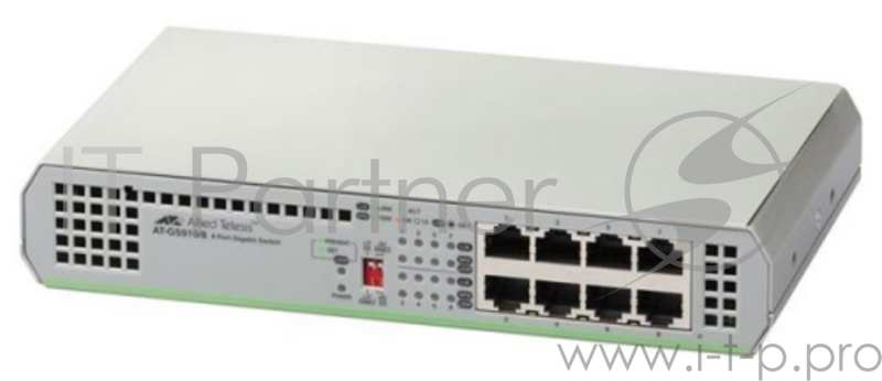 Allied telesis 8 port 10/100/1000TX unmanaged switch with external power supply EU Power Adapter